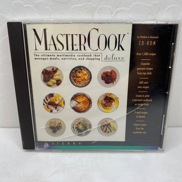 Vintage Sierra MasterCook Deluxe CD-ROM Multimedia Cookbook 1000+ Gourmet Recipe - Picture 1 of 5